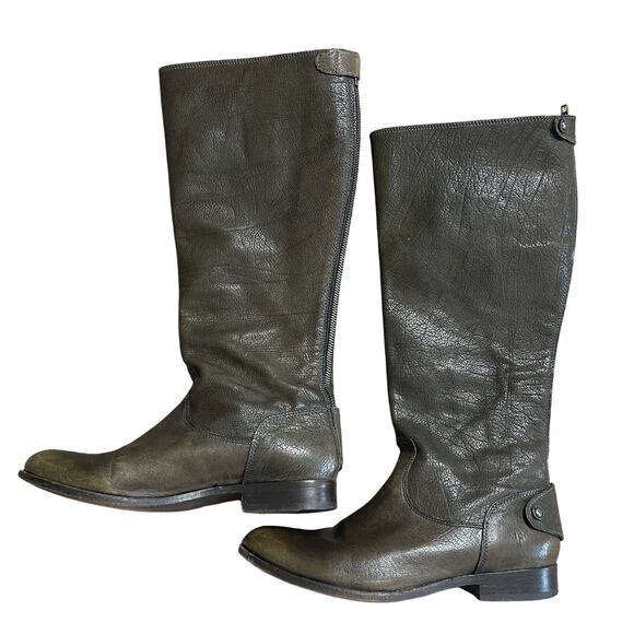 Frye Women's Melissa Button Tall Distressed Leather Boot' s Size 10B - Picture 2 of 7